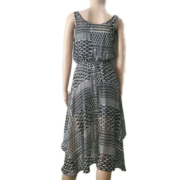 Fire Los Angeles Women’s Sleeveless Summer Dress Geometric Black White Sz Small - Picture 15 of 16